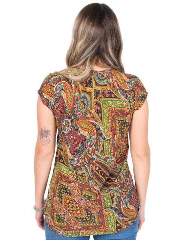printed-silk-blouse-V-neckline