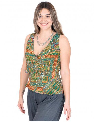 camiseta-seda-cruzada-estampada-verde