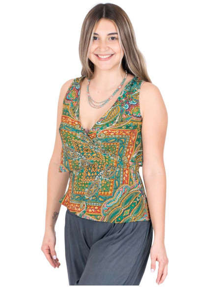 camiseta-seda-cruzada-estampada-verde