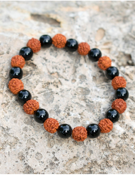 Rudraksha and Onix Bracelet