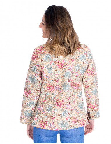 chaqueta-fina-reversible-ceñida-cuello-mao-rosa