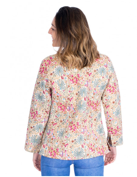 chaqueta-fina-reversible-ceñida-cuello-mao-rosa