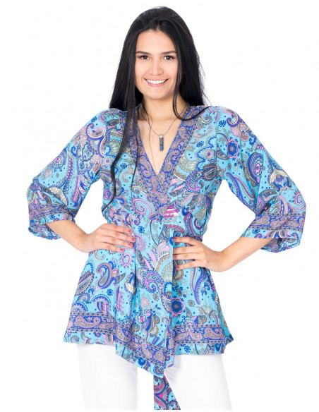 blusa-seda-mangas-medias-azul