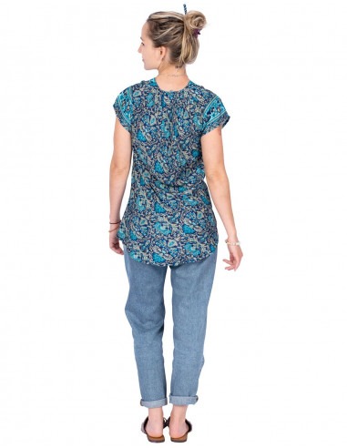 blusa-estampada-seda-escote-pico-azul