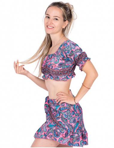 Short skirt and top set