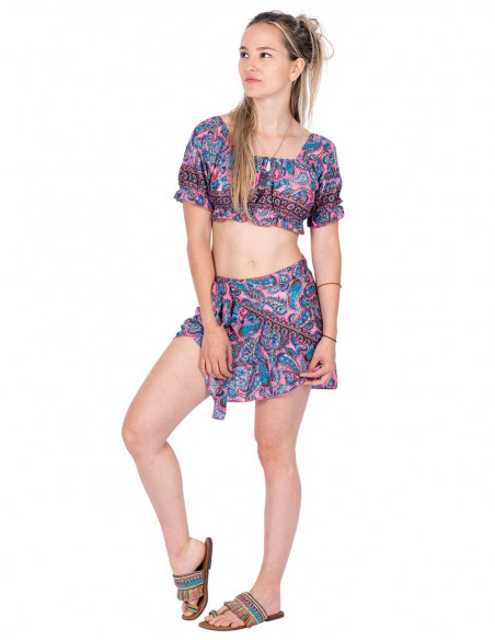 Short skirt and top set