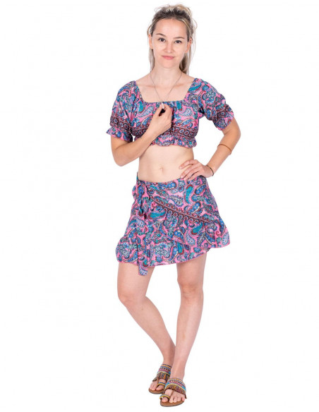 Short skirt and top set