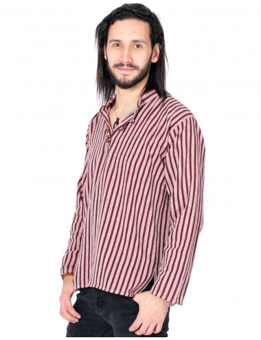 Burgundy Striped Polo