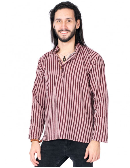 Burgundy Striped Polo