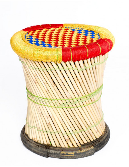 Handwoven Bamboo Stool - Exclusive Indian Design - 40 cm High