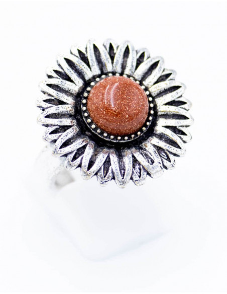 anillo-boho-tallado-flor-piedra-marron