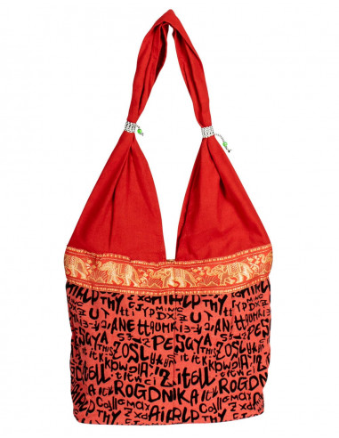 Red Bag with Letters and Elephants