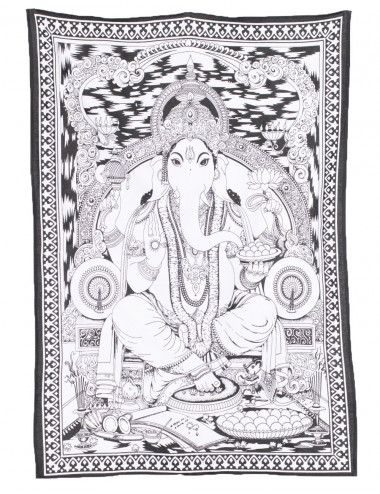 Ganesha Tapestry Black & White