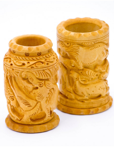 carved pencil holder