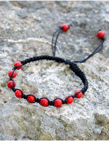 Red Coral Macrame Bracelet