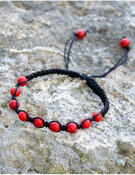 pulsera-piedra-mineral-coral-rojo-unisex