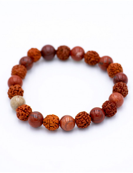 Rudraksha and Red Jasper Bracelet