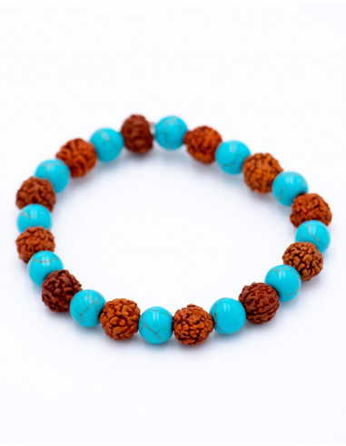 Rudraksha and Turquoise Bracelet