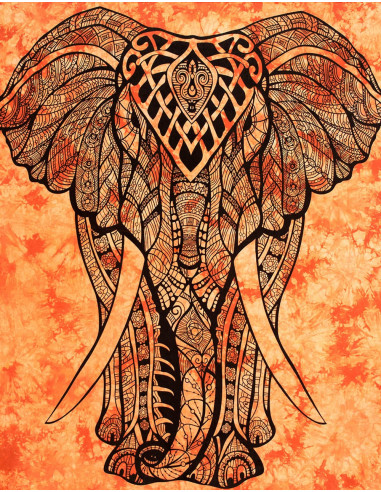 Orange Elephant Bedspread