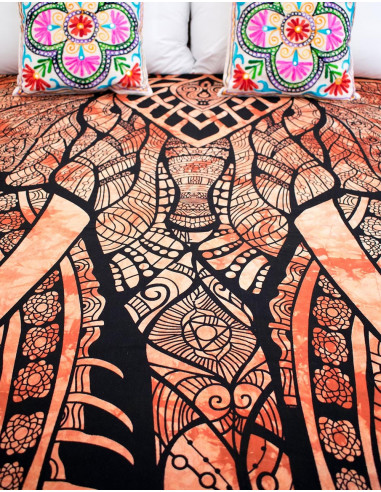 Orange Elephant Bedspread