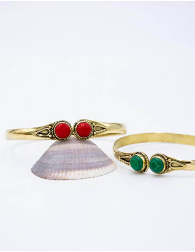 brazalete-dorado-dos-piedras-minerales-tallado
