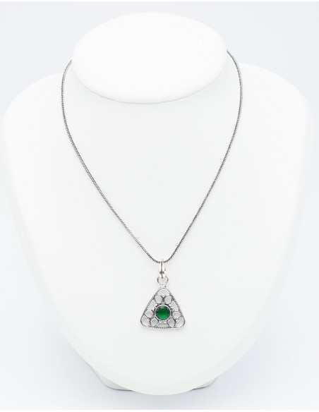 Triangle Pendant with Stone
