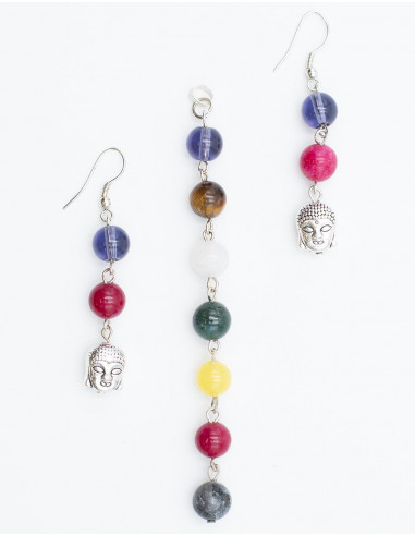 set-dije-pendientes-7-chakras-buda