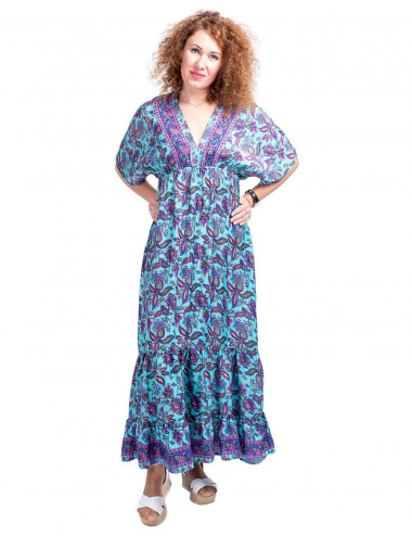 vestido-largo-con-volantes-turquesa