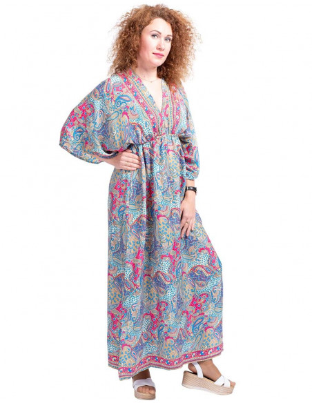 vestido-largo-seda-mangas-amplias-celeste