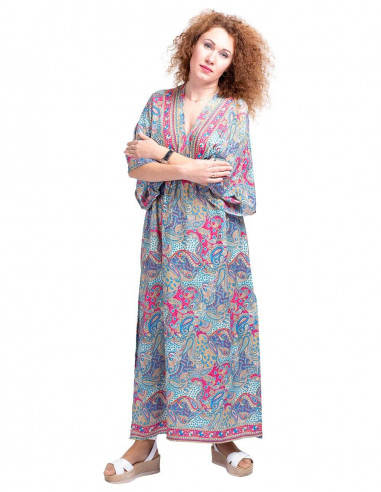 V Back Printed Dress