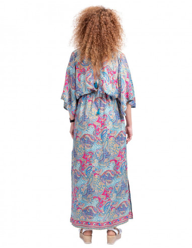 V Back Printed Dress