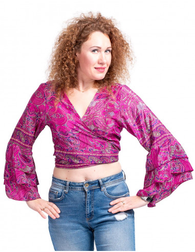 Fuchsia Top with Wide Sleeves