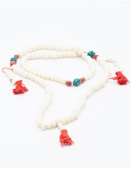 White Japa Mala with Counters