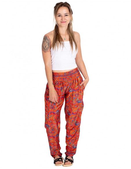 pantalon-naranja-estampado-seda-con-bolsillos