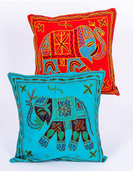 Elephant Cotton Cushion Cover