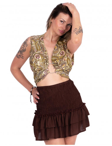 falda-marron-goma-ancha-volantes