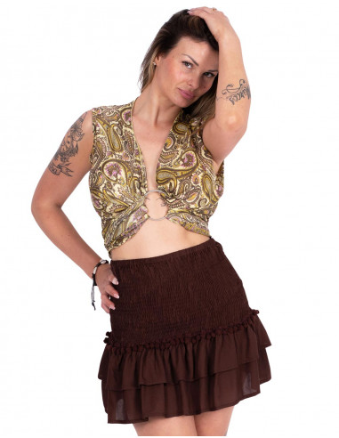 falda-marron-goma-ancha-volantes