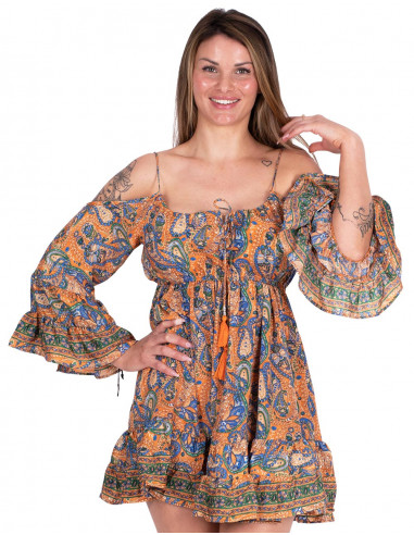 vestido-hombros-descubiertos-verano-naranja