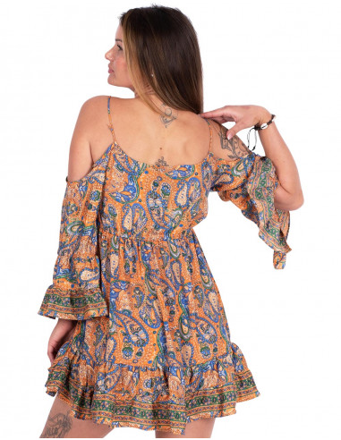 vestido-hombros-descubiertos-hippie-naranja