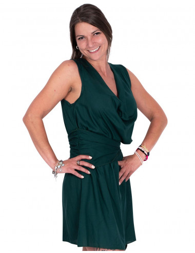 vestido-cocktel-cuello-drapeado-verde