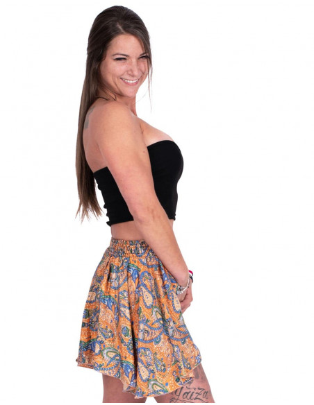 falda-corta-seda-estampado-naranja