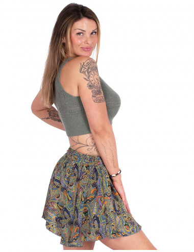 falda-corta-seda-estampado-verde