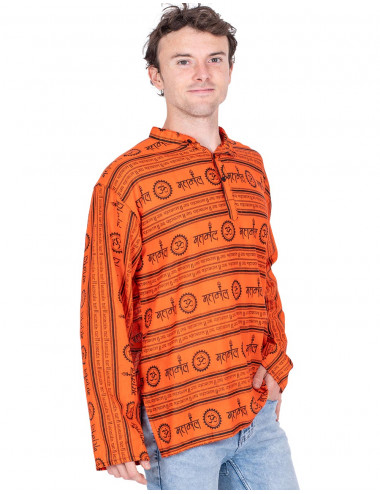 polo-algodon-hombre-naranja-y-negro