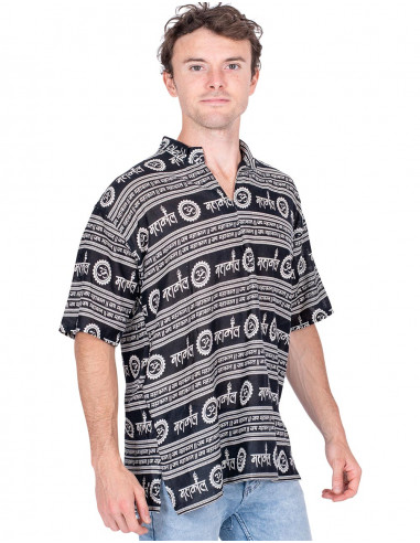 camisa-hombre-etnica-negra-estilo-polo