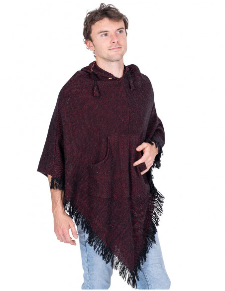 Unisex Burgundy Poncho