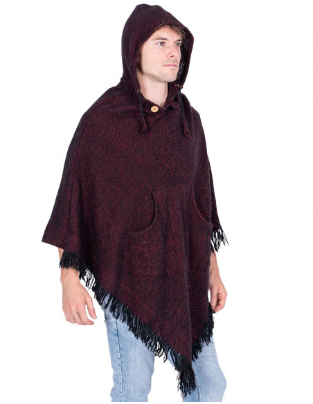 Unisex Burgundy Poncho