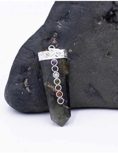 Labradorite Pendant with 7 Chakras