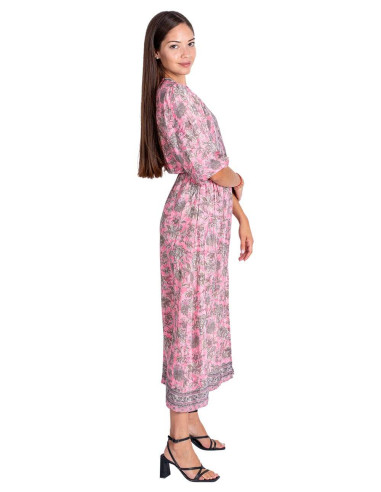 Pink Dress Gray Flowers