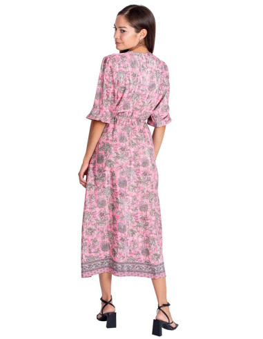 Pink Dress Gray Flowers