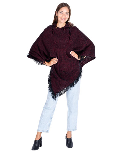 Burgundy Fringe Poncho